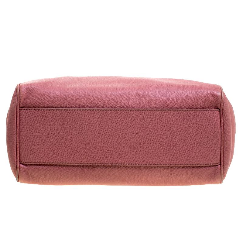 Dolce and Gabbana Pink Leather Large Miss Sicily Tote 2
