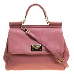 Dolce and Gabbana Pink Leather Large Miss Sicily Tote