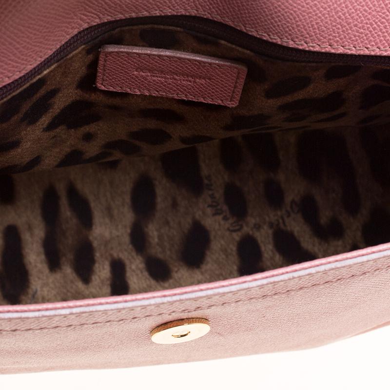 Dolce and Gabbana Pink Leather Large Miss Sicily Tote 5