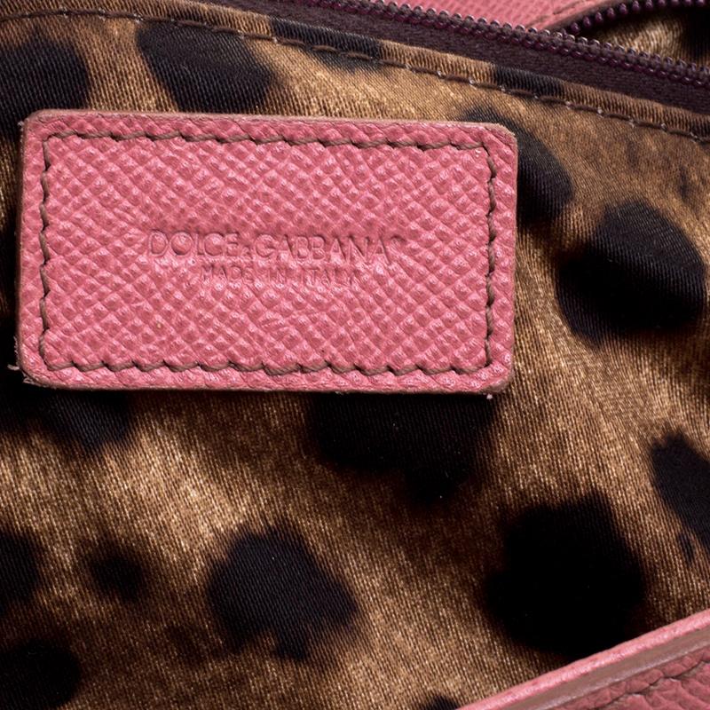 Dolce and Gabbana Pink Leather Large Miss Sicily Tote 6
