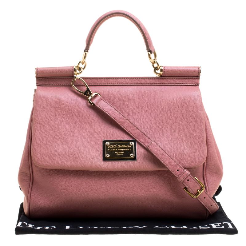 Dolce and Gabbana Pink Leather Large Miss Sicily Tote 7