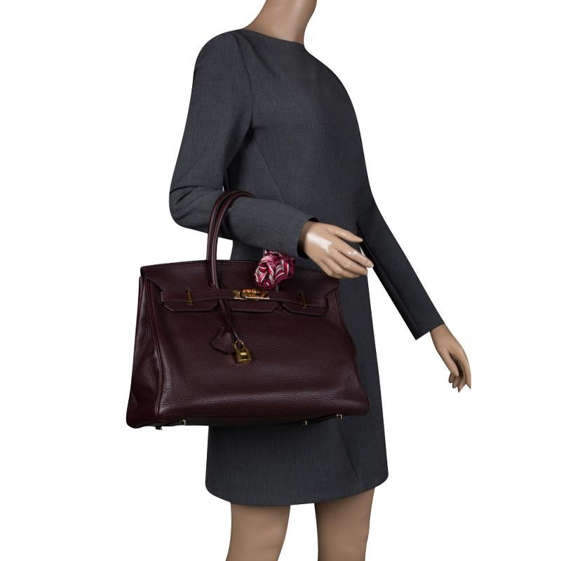 Black Hermes Dark Marron Togo Leather Gold Hardware Birkin 35 Bag