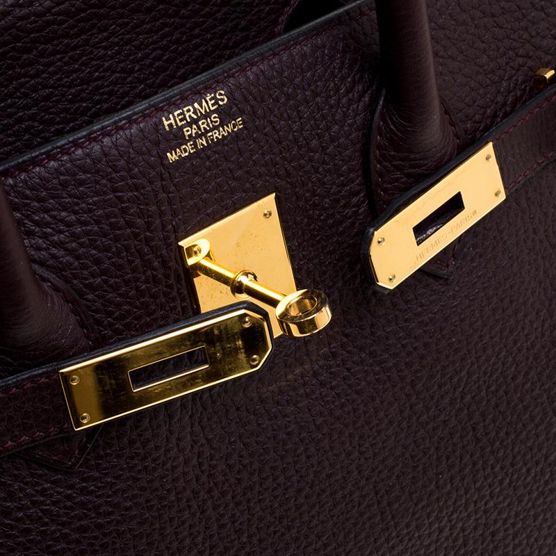 Hermes Dark Marron Togo Leather Gold Hardware Birkin 35 Bag 3