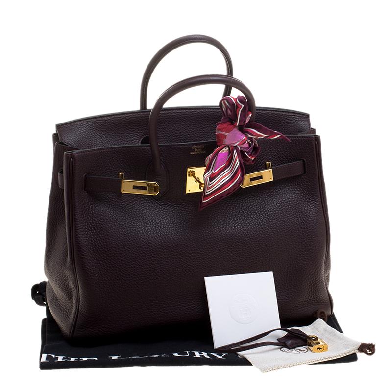 Hermes Dark Marron Togo Leather Gold Hardware Birkin 35 Bag 4