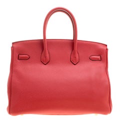 Hermes Rose Lipstick Togo Leather Gold Hardware Birkin 35 Bag