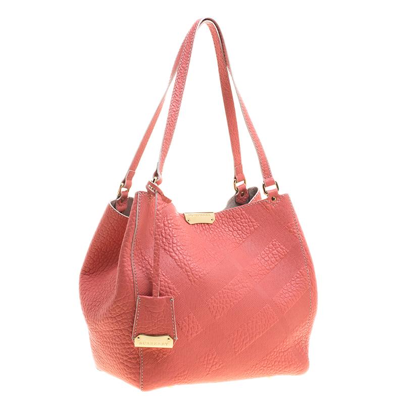 Burberry Pink Embossed Leather Canterbury Tote with Pouch 1