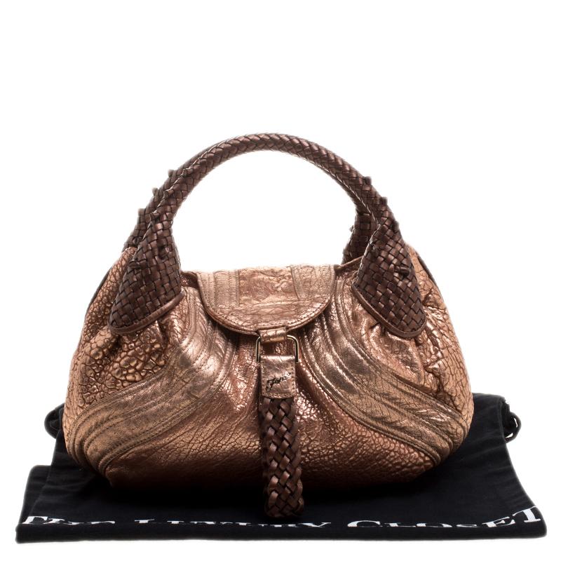 Women's Fendi Bronze Leather Baby Spy Bag
