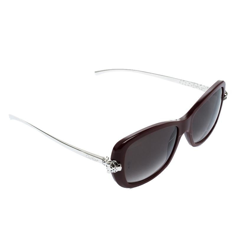 The lovely Panthère sunglasses from Cartier is truly breathtaking. The pair is a combination of acetate and metal and they shimmer with their silver-tone hardware that makes up the temples and the exquisite panther detail on the hinges. The lenses