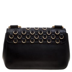 Chloe Black Leather Medium Elsie Ring Embellished Shoulder Bag