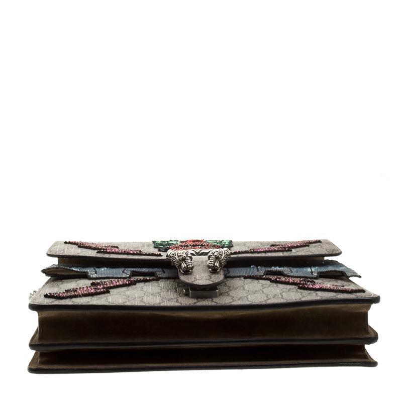 Gucci Beige GG Supreme Canvas Medium Dionysus Embroidered Shoulder Bag 1