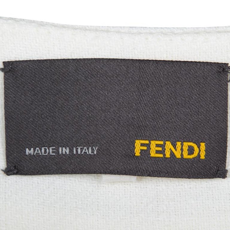 Fendi White Linen Cutout Detail V-Neck Dress S at 1stDibs