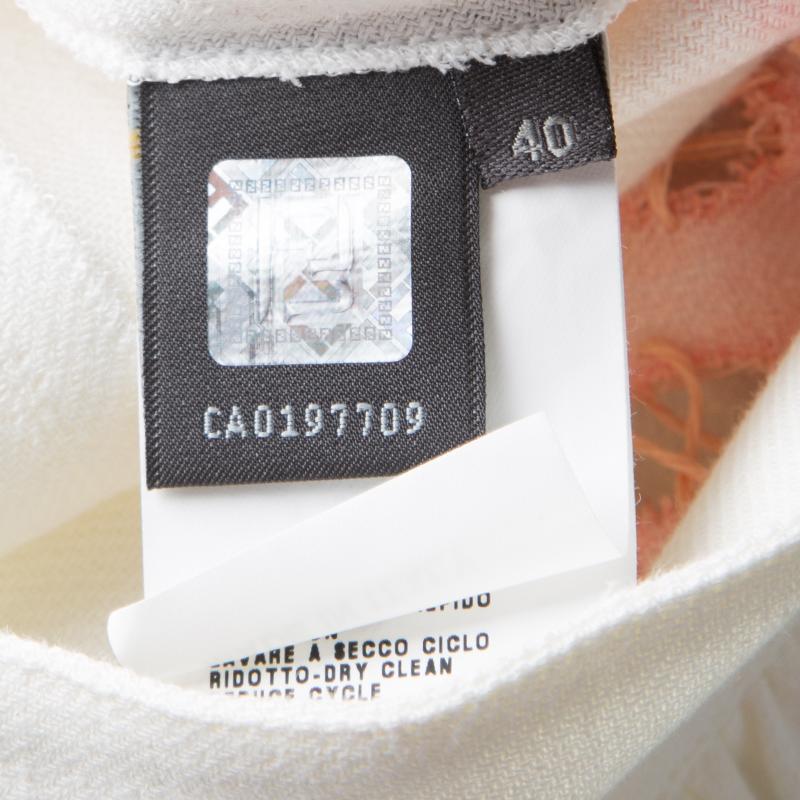 Fendi White Linen Cutout Detail V-Neck Dress S 1