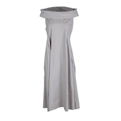 Bottega Veneta Beige Cotton Pintuck Detail Off Shoulder Sleeveless Dress M