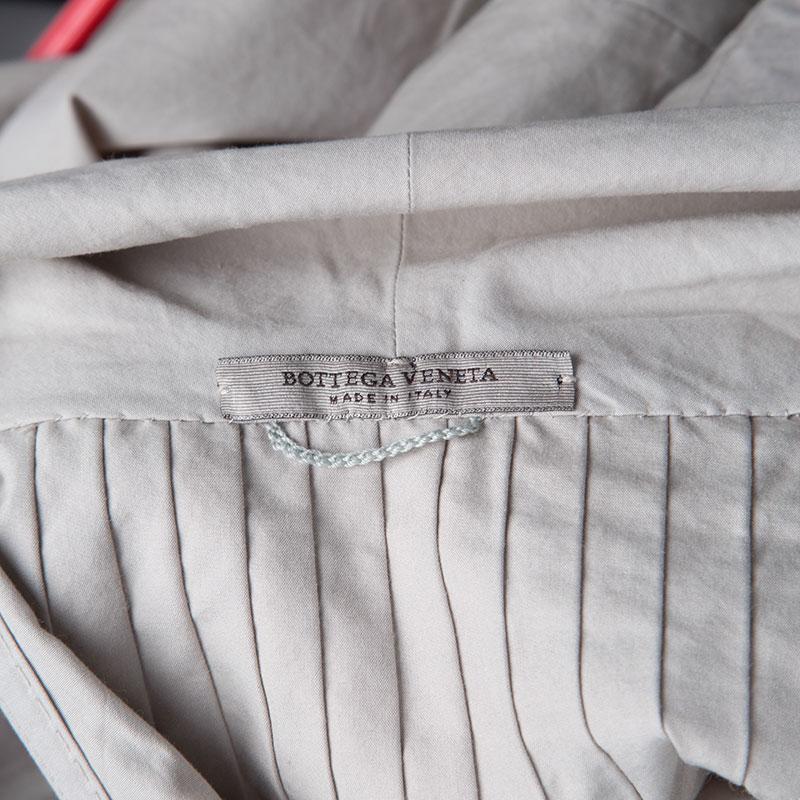 Bottega Veneta Beige Cotton Pintuck Detail Off Shoulder Sleeveless Dress M 2