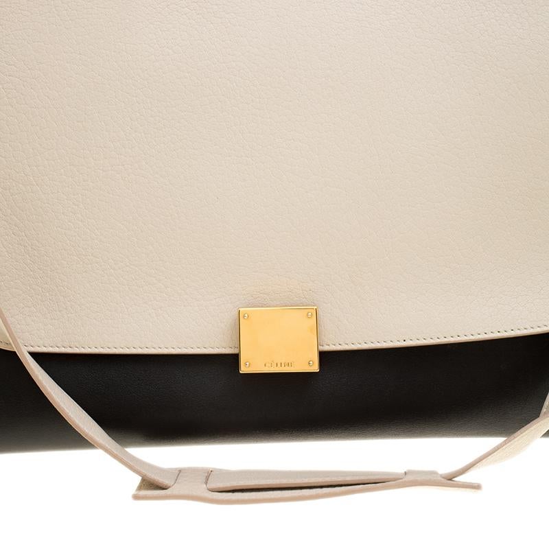 Women's Celine Tricolor Leather and Suede Medium Trapeze Tote