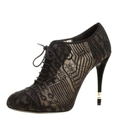 Chanel Black Lace Ankle Booties Size 39