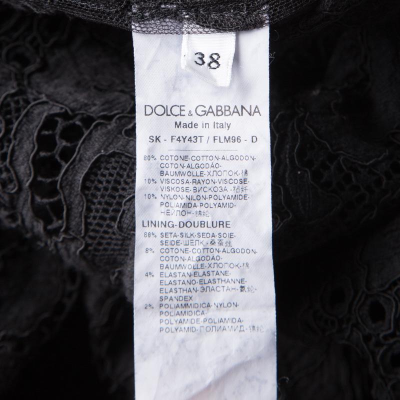 Women's Dolce and Gabbana Black Lace Scalloped Bottom Maxi Skirt S