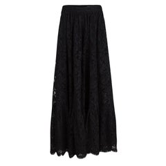 Dolce and Gabbana Black Lace Scalloped Bottom Maxi Skirt S