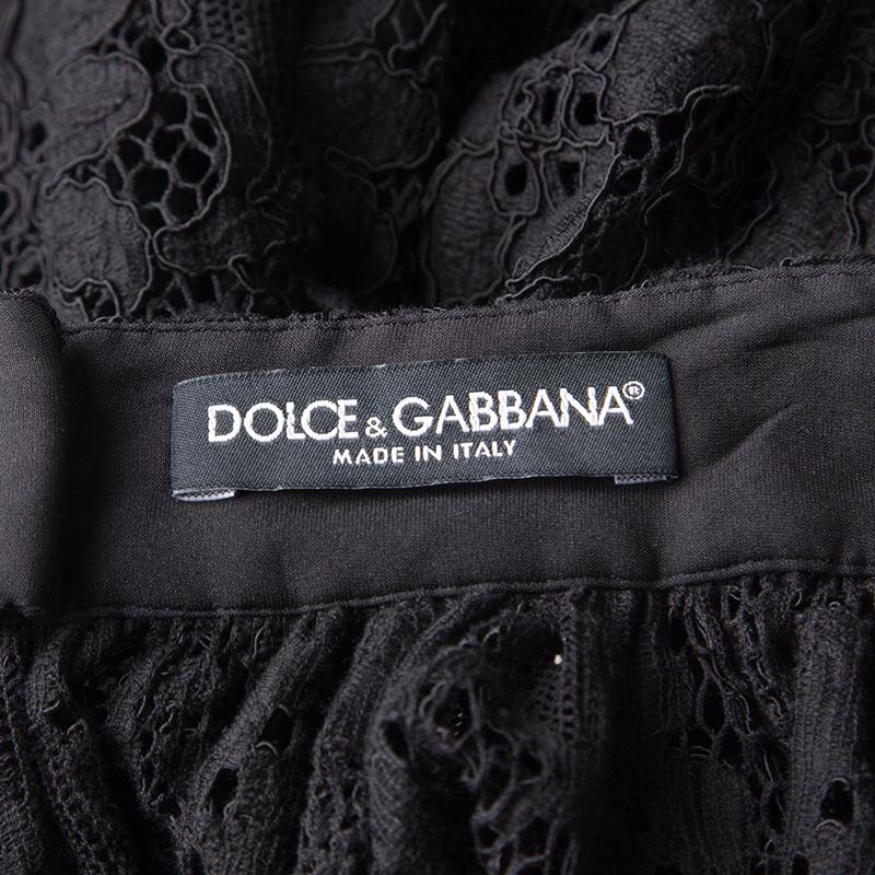 Dolce and Gabbana Black Lace Scalloped Bottom Maxi Skirt S 2