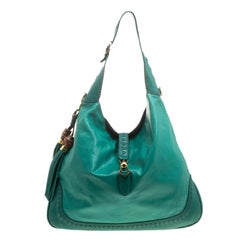 Used Gucci Green Leather Large New Jackie Shoulder Bag