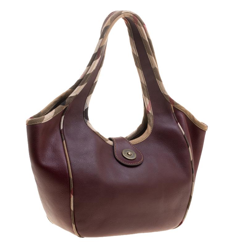 Burberry Burgundy Leather Shoulder Bag 1