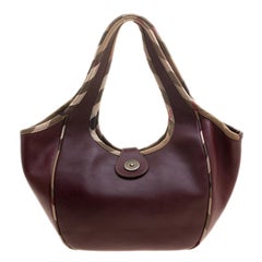 Burberry Burgundy Leather Shoulder Bag