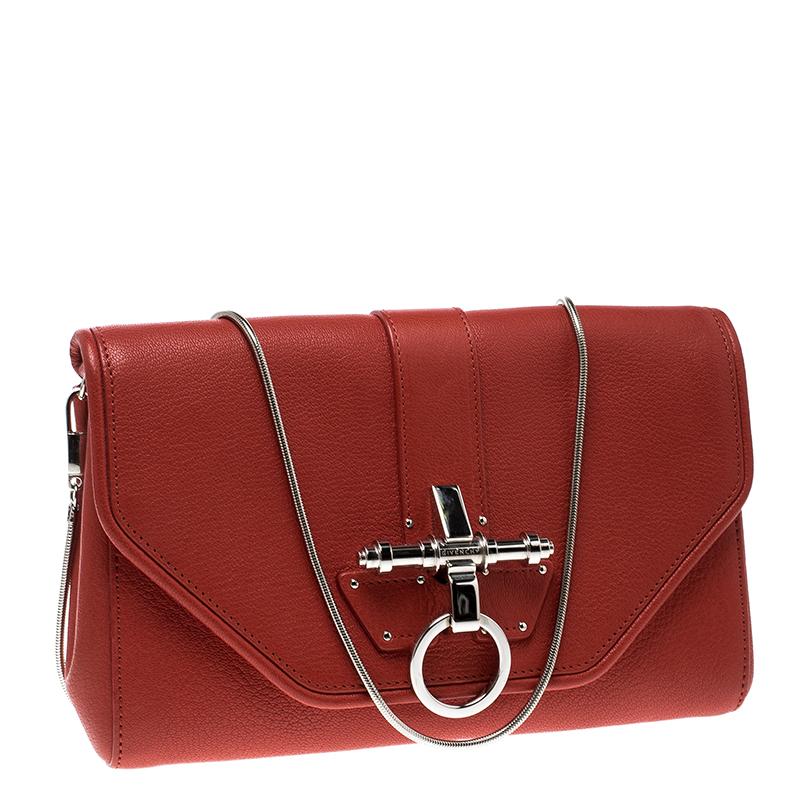 Givenchy Red Leather Obsedia Chain Clutch 1