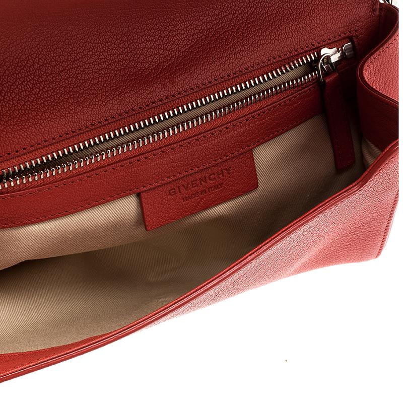 Givenchy Red Leather Obsedia Chain Clutch 3