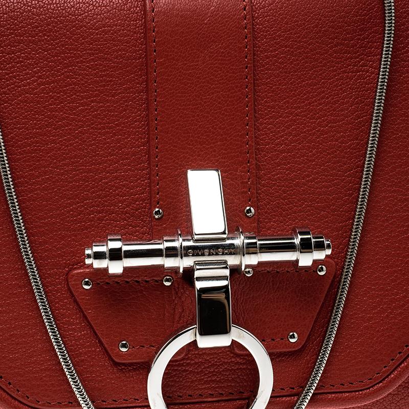 Givenchy Red Leather Obsedia Chain Clutch 4