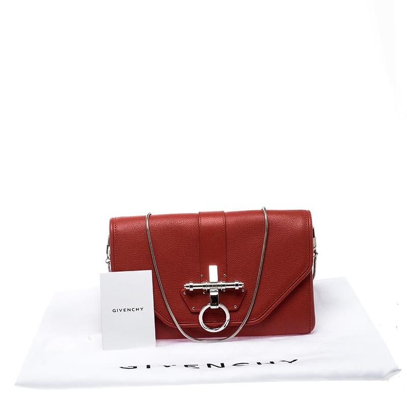 Givenchy Red Leather Obsedia Chain Clutch 5
