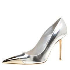 Dior Silver Patent Leather Pointed Pumps Size 38.5