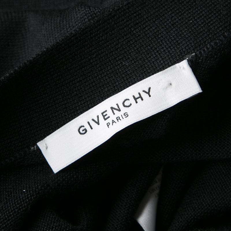 Givenchy Black Silk Cashmere Floral Printed Panel Detail Cardigan M 1