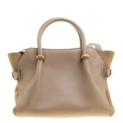 Nina Ricci Beige Leather and Suede Small Marche Tote