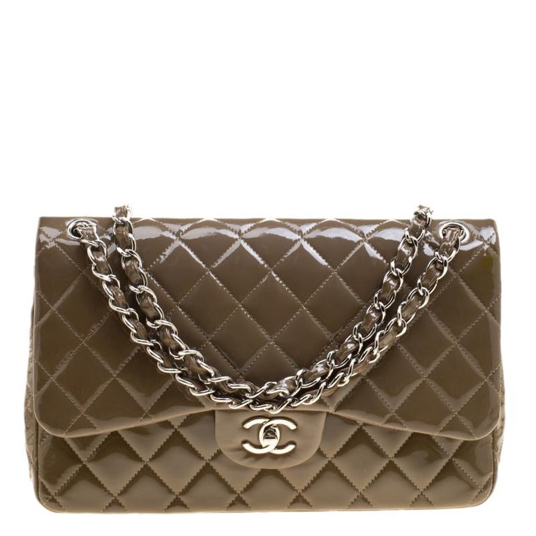 Chanel Khaki Caviar Quilted Jumbo Classic Double Flap Bag