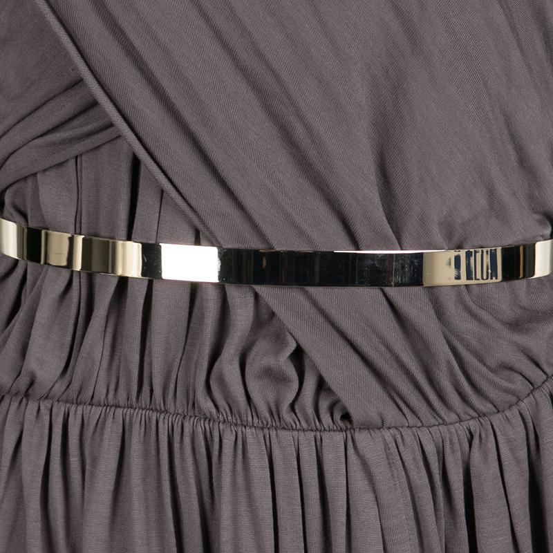 Women's Chloe Purple Draped Belted Sleeveless Maxi Dress M
