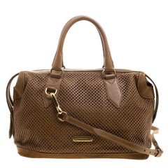 Burberry Brown Perforated Leather Medium Gilmore Satchel