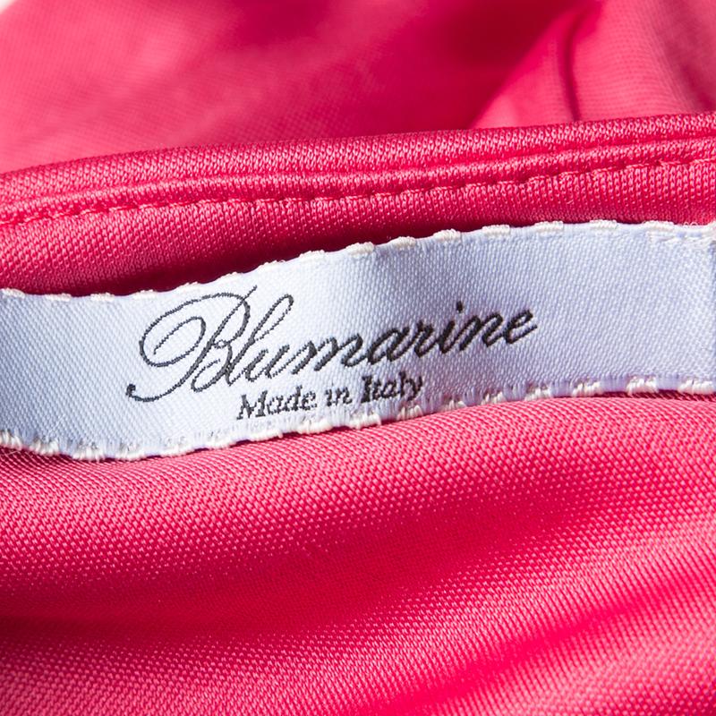 Blumarine Pink Knit Embellished Off Shoulder Maxi Dress M 1