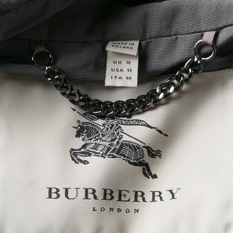 Women's Burberry London Grey Three Quarter Sleeve Button Front Dress Coat L
