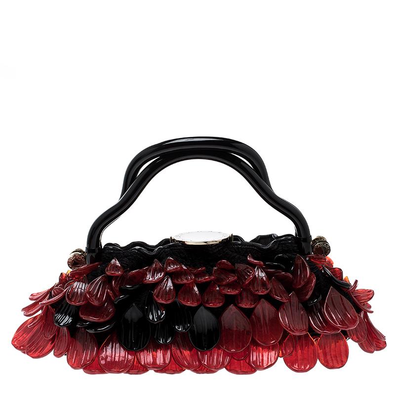 Bvlgari Black and Red Murano Glass and Fabric Evening Bag 1