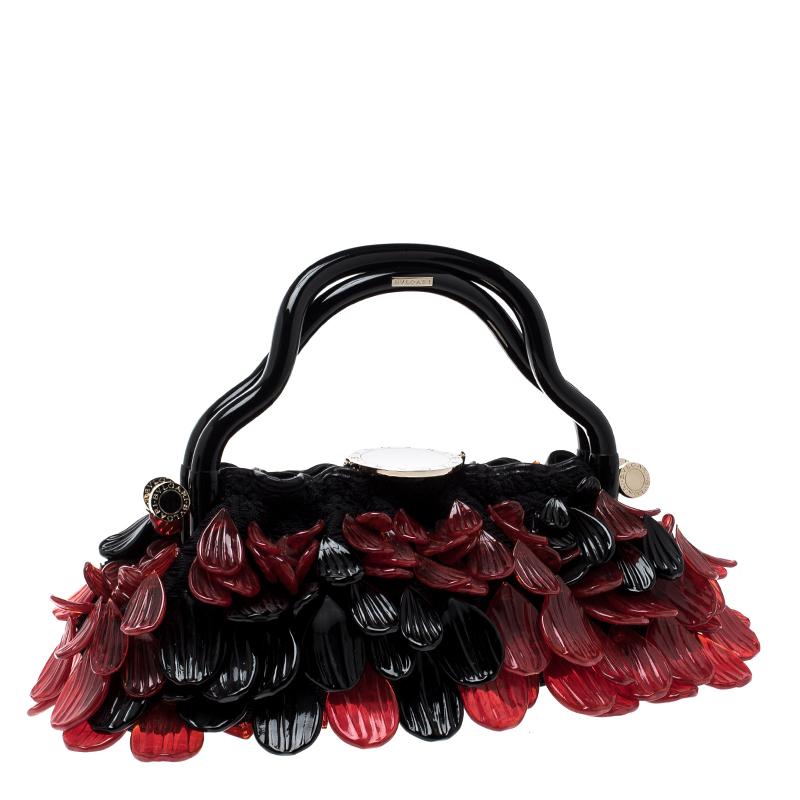 Bvlgari Black and Red Murano Glass and Fabric Evening Bag 5