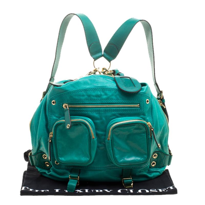 Gucci Green Leather Medium Darwin Convertible Backpack Bag 4