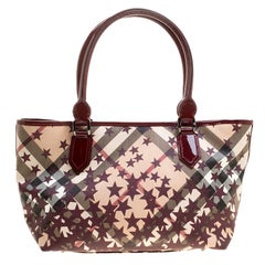 Burberry Dark Beige/Cognac Smoked Check PVC Small Northfield Tote