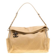 Chanel Beige Leather CC Pocket Tote