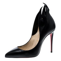 Used Christian Louboutin Black Leather Victorina Flame Pumps Size 37