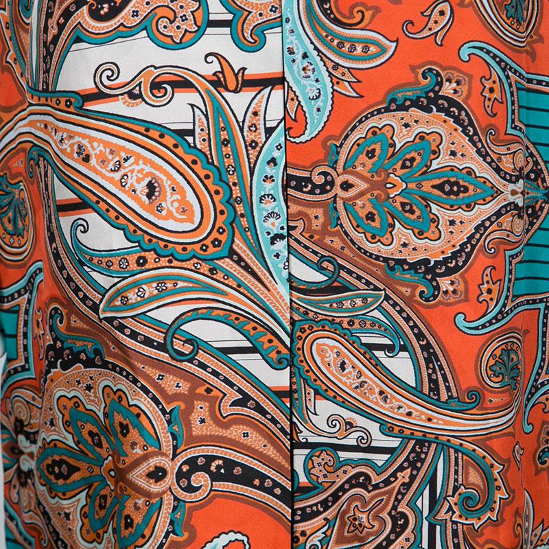 Etro Multicolor Printed Silk Long Sleeve Dress L In New Condition In Dubai, Al Qouz 2