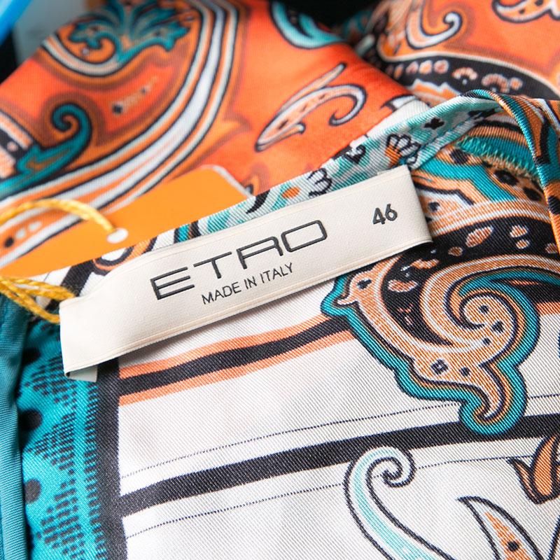 Etro Multicolor Printed Silk Long Sleeve Dress L 1