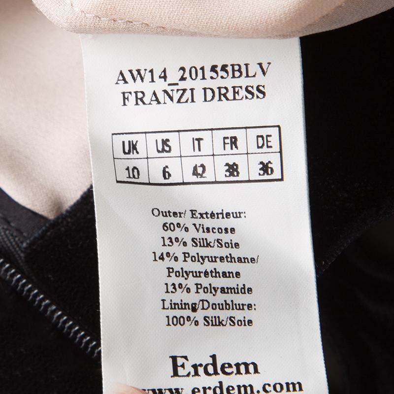 Women's Erdem Black Laser Cutout Detail Embroidered Velvet Franzi Dress M