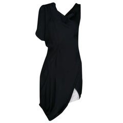 Celine Navy Blue and White Cutout Detail Sleeveless Layered Dress M