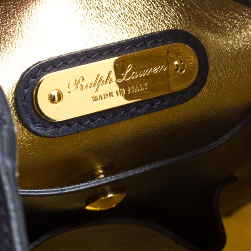 Ralph Lauren Navy Blue Leather Ricky Drawstring Bucket Bag 3