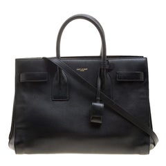 Saint Laurent Paris Black Leather Small Classic Sac De Jour Tote